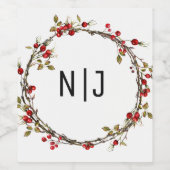 ウッズクランベリ素朴ーベリーベリーホリデイワインリース ワインラベル (シングルラベル)