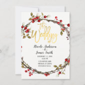 ウッズク素朴ランベリーベリーリースモダン結婚ズ 招待状 (正面)