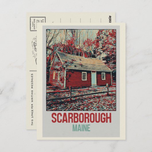 ウッズスカボローメインUSAのアイコニックハウス ポストカード (正面/裏面)