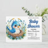 ウッズソングバードバードボーイベビーシャワー 招待状 (スタンド正面)