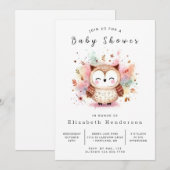 ウッズデジタルフクロウ赤ちゃんシャワー 招待状 (正面/裏面)