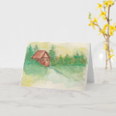 ウッズノートカードの水彩小屋 カード (黄色い花)