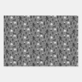 ウッズパターングレーのビッグフットとジャッカロープ ラッピングペーパーシート (正面)