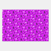 ウッズパターンパープルのビッグフットとジャッカロープ ラッピングペーパーシート (正面)