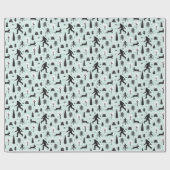 ウッズパターンブルーのビッグフットとジャッカロープ ラッピングペーパー (フラット)