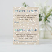 ウッズブルー素朴格子状おむつラッフルインサートカード 招待状 (スタンド正面)