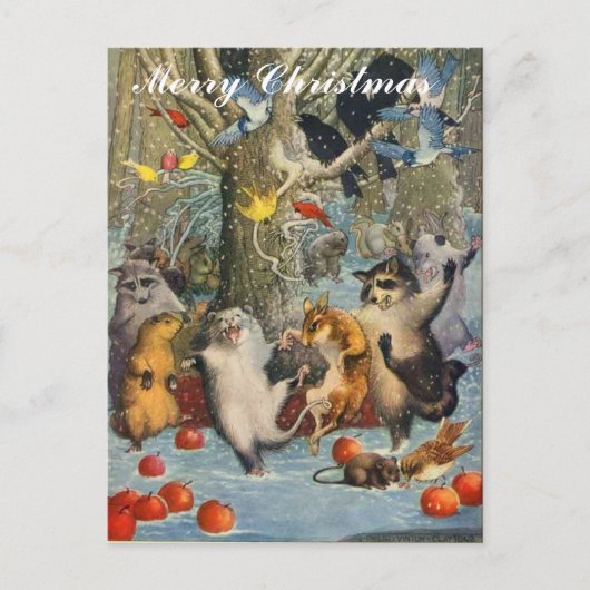 ウッズポストカードのヴィンテージクリスマス シーズンポストカード (正面)