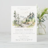 ウッズマウンテンランドスケープスケッチカップルのシャワー 招待状 (スタンド正面)