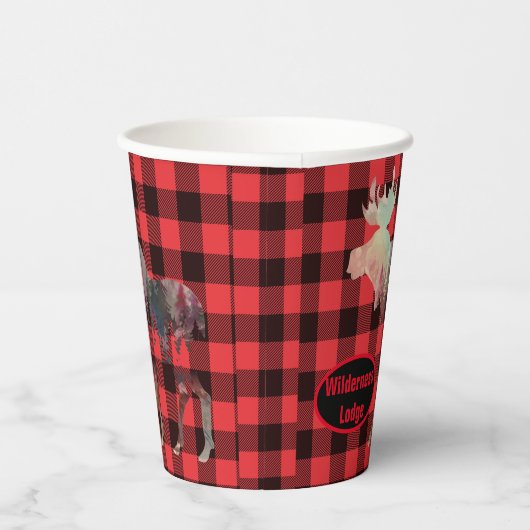 ウッズムース素朴レッドプレイドネーム紙カップを追加 紙コップ (右)