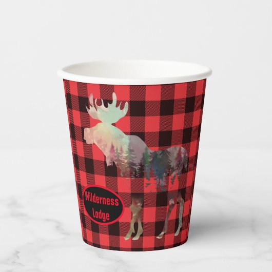 ウッズムース素朴レッドプレイドネーム紙カップを追加 紙コップ (正面)