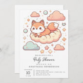 ウッズモダンキツネベビーシャワー 招待状 (正面/裏面)