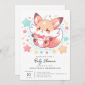 ウッズ威厳のあるキツネベビーシャワー 招待状 (正面/裏面)