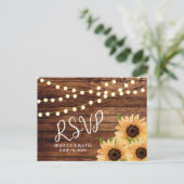 ウッズ素朴とヒマワリの結婚式RSVP ポストカード (スタンド正面)