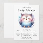 ウッズ編集可能フクロウ赤ちゃんシャワー 招待状 (正面/裏面)