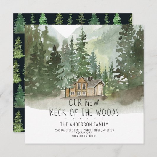 ウッズ・マウンテン・ムービング・アナウンス 招待状 (正面/裏面)