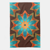 ウッディとサテンのミックスの円形の万華鏡のように千変万化するパターン キッチンタオル (縦)