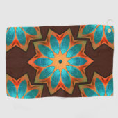 ウッディとサテンのミックスの円形の万華鏡のように千変万化するパターン ゴルフタオル (横)