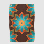 ウッディとサテンのミックスの円形の万華鏡のように千変万化するパターン ゴルフタオル (正面)