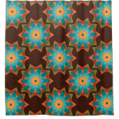 ウッディとサテンのミックスの円形の万華鏡のように千変万化するパターン シャワーカーテン (正面)