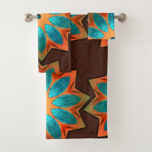 ウッディとサテンのミックスの円形の万華鏡のように千変万化するパターン バスタオルセット (インサイチュ)