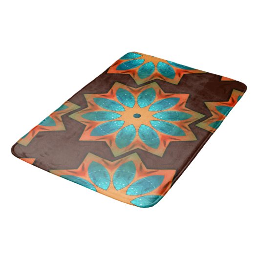 ウッディとサテンのミックスの円形の万華鏡のように千変万化するパターン バスマット (アングル)