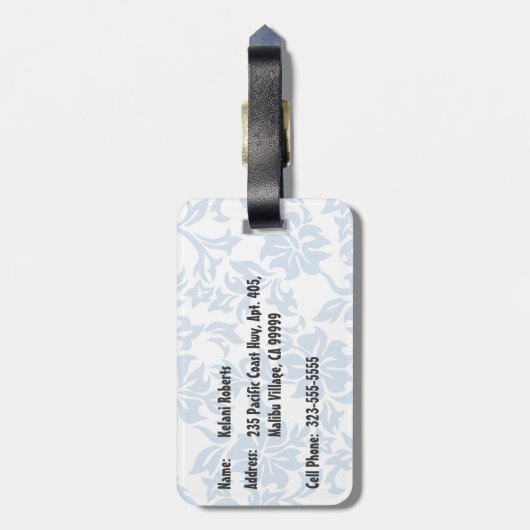 ウッディウェーブハワイアンサーフイラストレーション ラゲッジタグ (裏面縦)