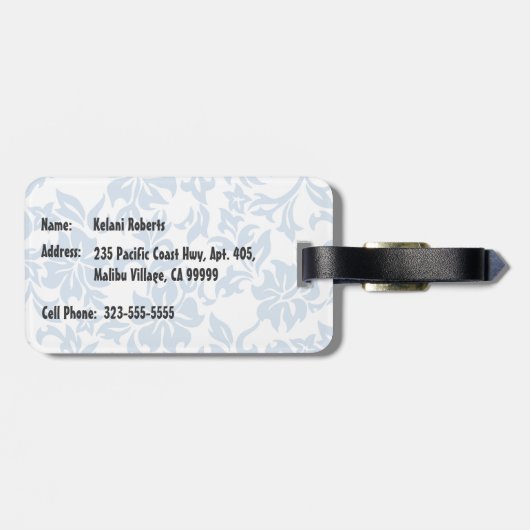 ウッディウェーブハワイアンサーフイラストレーション ラゲッジタグ (裏面横)