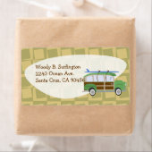 ウッディーワゴンフィティスサーフカートゥーンおもしろい ラベル (インサイチュ)