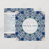 ウッディー ボーホー フォーク ネイビーブルー モノグラム インビテーション (正面/裏面)