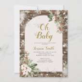 ウッドああベビークリスマススノーフレーク赤ちゃんシャワー 招待状 (正面)