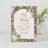 ウッドああベビークリスマススノーフレーク赤ちゃんシャワー 招待状 (スタンド正面)