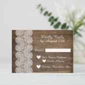 ウッドとレースの結婚式出欠確認カード（ラスティックウェディング） 招待状 (スタンド正面)