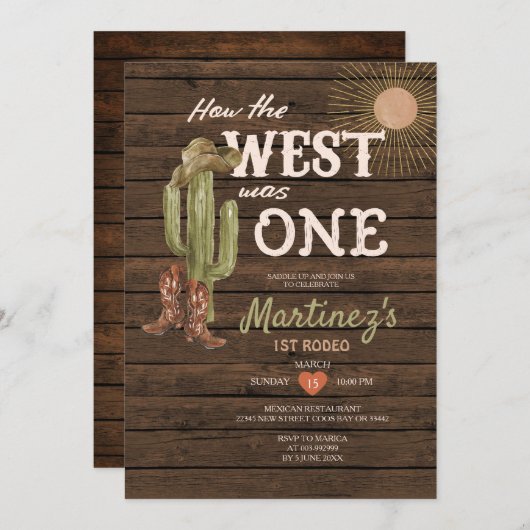ウッドどのように西は1つの誕生日パーティーカウボーイだった 招待状 (正面/裏面)