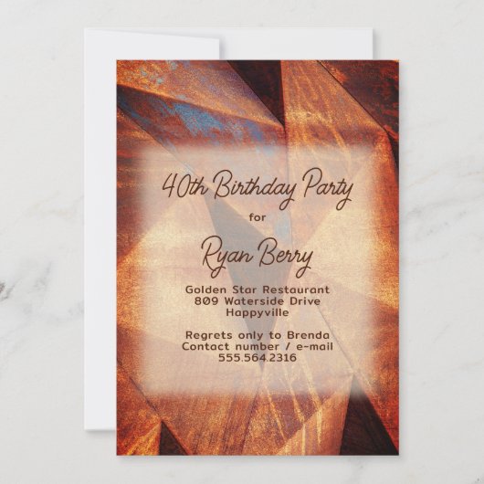 ウッドのテクスチャガールバースデーパーティーの招待 招待状 (正面)