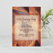 ウッドのテクスチャガールバースデーパーティーの招待 招待状 (スタンド正面)