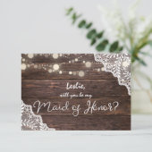 ウッドのライトは私のメイド・オブ・オーナー(花嫁付き添い人)か?写真 招待状 (スタンド正面)