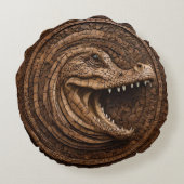 ウッドはオーストラリアのワニを彫った ラウンドクッション (裏面)