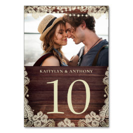 ウッドアイボリーレース結婚写真のテーブル番号記号 テーブルナンバー