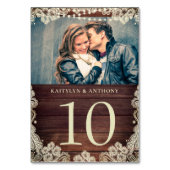 ウッドアイボリーレース結婚写真のテーブル番号記号 テーブルナンバー (裏面)