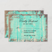 ウッドアクア素朴カントリーウェディングRSVPカード 出欠カード (正面/裏面)