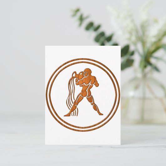 ウッドアクエリアス〔占星術の〕十二宮図ウォーターベアラ星占い標識 ポストカード (スタンド正面)