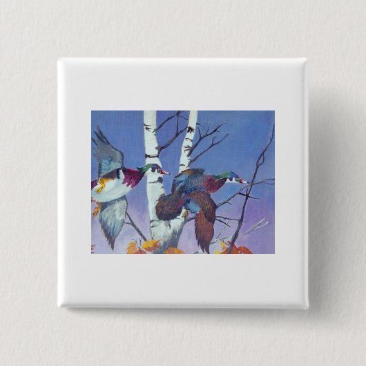 ウッドアヒルファンシー飛行 缶バッジ (正面)