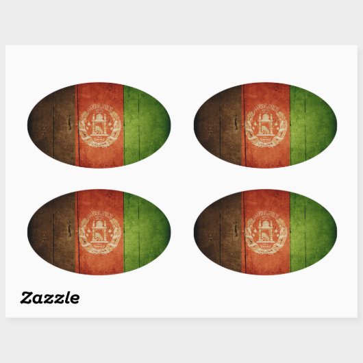 ウッドアフガニスタン国旗;アフガニスタン 楕円形シール (シート)