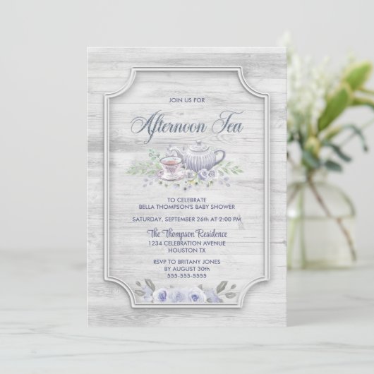 ウッドアフタ素朴ーンティーベイビーシャワー 招待状 (スタンド正面)