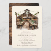 ウッドアンドストリングライトブライダルシャワー昼食会 招待状 (正面/裏面)