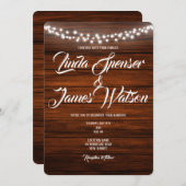 ウッドアンドライツカントリー素朴ウェディング招待状 招待状 (正面/裏面)