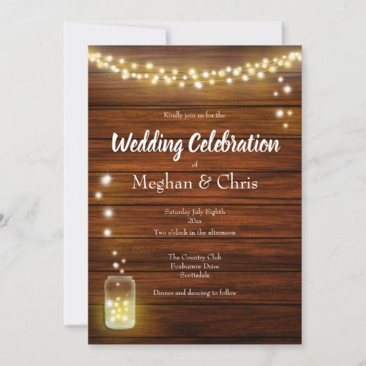 ウッドアンドライツカントリー素朴ウェディング招待状 招待状 (正面)