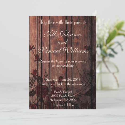 ウッドアンドレッドレフェイクース結婚式招待状 招待状 (スタンド正面)