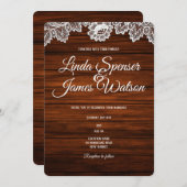 ウッドアンドレースカントリー素朴ウェディング招待状 招待状 (正面/裏面)