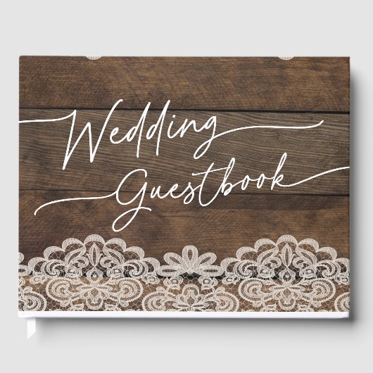 ウッドアンドレース素朴カントリーウェディングゲストブック ゲストブック (正面)